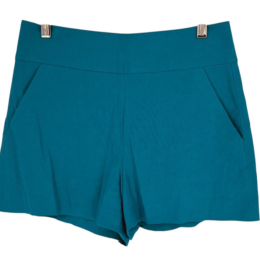 Alice + Olivia Teal High-Rise Tailored Shorts